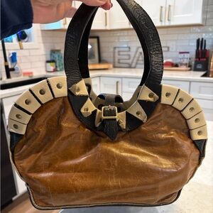 Bella Dulci Luxury Italian Leather Riveted Petite Satchel Bag